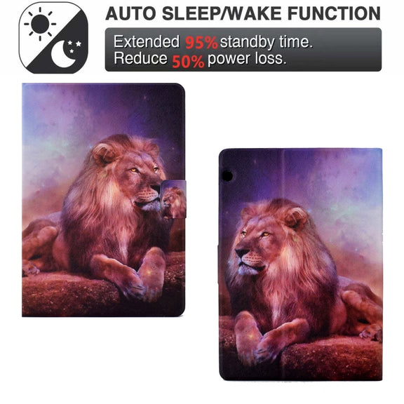 For Huawei MediaPad T3 10 Electric Pressed TPU Leather Tablet Case(Lion King)
