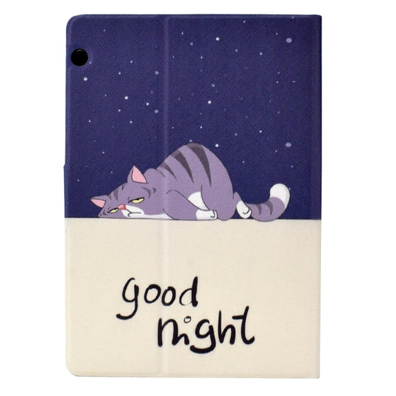 For Huawei MediaPad T5 Electric Pressed TPU Leather Tablet Case(Lazy Cat)