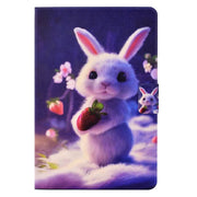 For Amazon Kindle Fire HD 10 2021 Electric Pressed TPU Smart Leather Tablet Case(Strawberry Bunny)