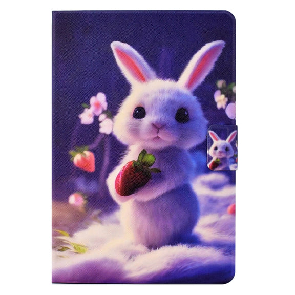 For Amazon Kindle Fire HD 10 2021 Electric Pressed TPU Smart Leather Tablet Case(Strawberry Bunny)