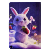 For Amazon Kindle Fire HD 10 2021 Electric Pressed TPU Smart Leather Tablet Case(Strawberry Bunny)