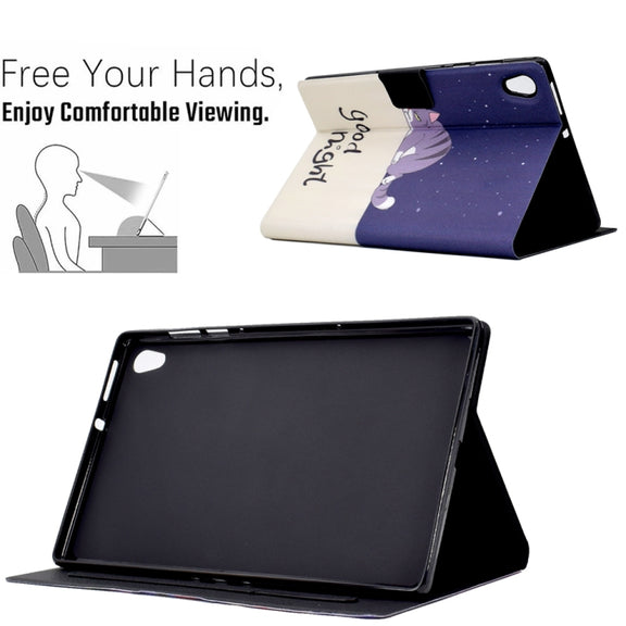 For Lenovo Tab M10 HD Gen 2 Electric Pressed TPU Smart Leather Tablet Case(Lazy Cat)
