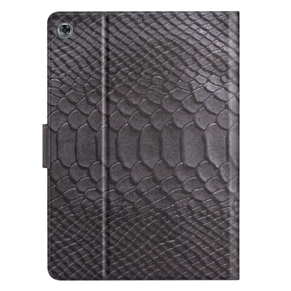 For Huawei MediaPad M5 lite 10.1 Solid Color Crocodile Texture Leather Smart Tablet Case(Black)
