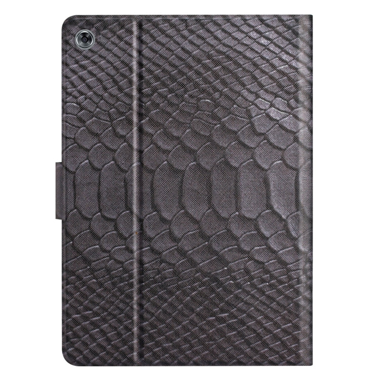 For Huawei MediaPad M5 lite 10.1 Solid Color Crocodile Texture Leather Smart Tablet Case(Black)