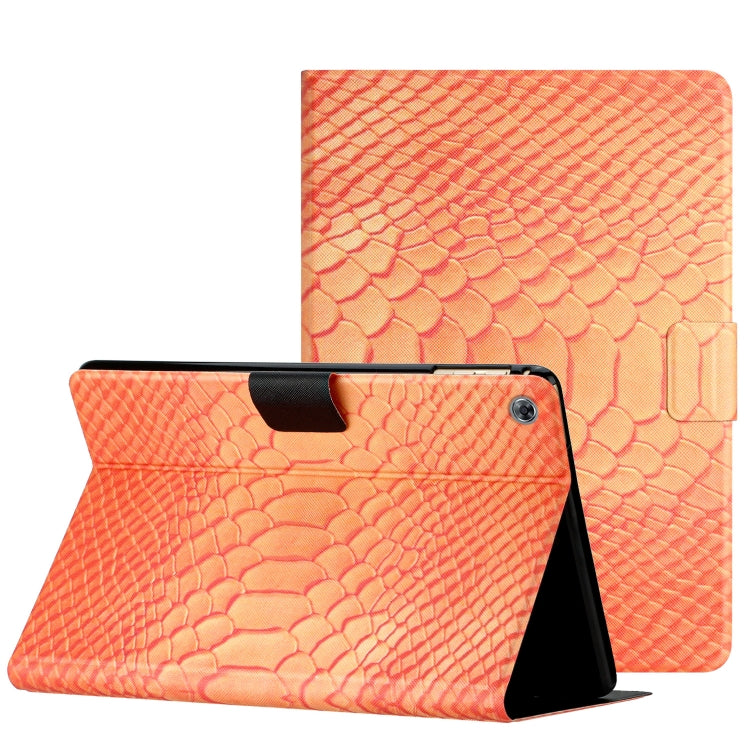 For Huawei MediaPad M5 lite 10.1 Solid Color Crocodile Texture Leather Smart Tablet Case(Orange) - Huawei by PMC TechLife | Online Shopping South Africa | PMC TechLife | Buy Now Pay Later Mobicred