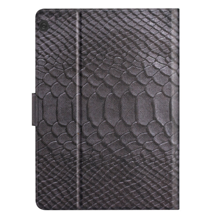 For Lenovo Tab M10 Solid Color Crocodile Texture Leather Smart Tablet Case(Black)