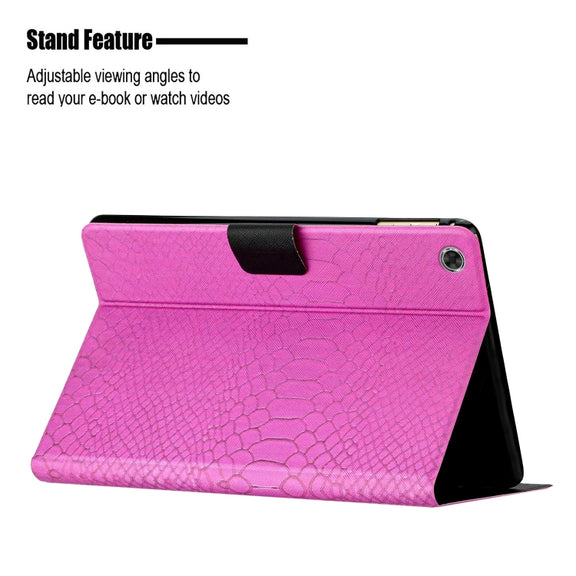 For Lenovo Tab M10 3rd Gen Solid Color Crocodile Texture Leather Smart Tablet Case(Rose Red)