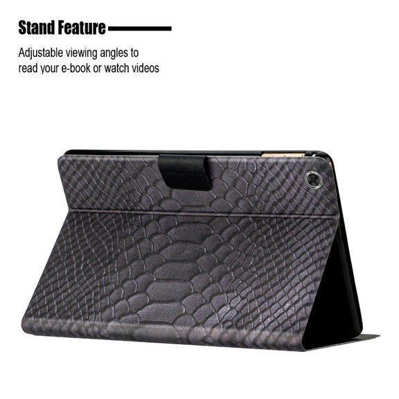 For Lenovo Tab M10 Plus Solid Color Crocodile Texture Leather Smart Tablet Case(Black)