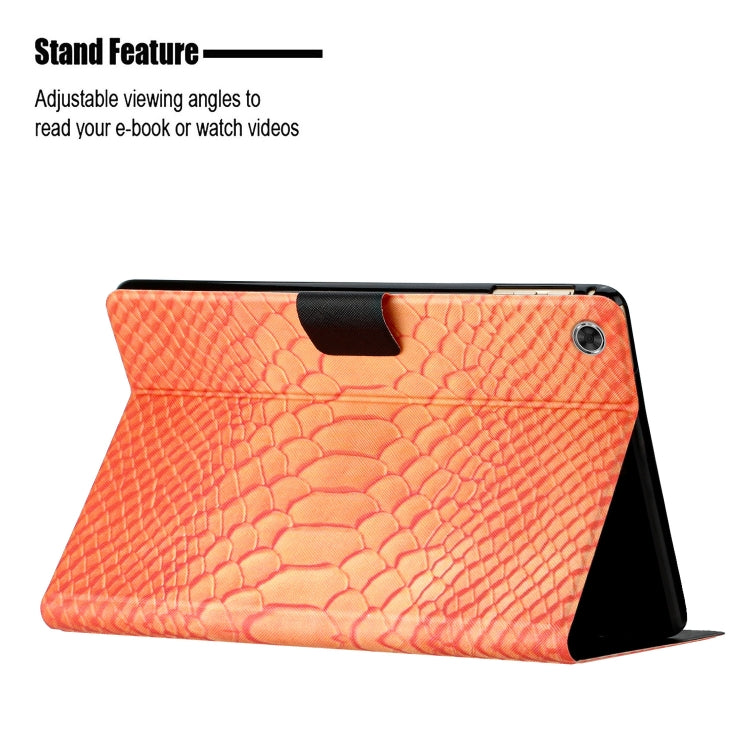 For Lenovo Tab M10 Plus Solid Color Crocodile Texture Leather Smart Tablet Case(Orange) - free shipping - PMC TechLife - Order now!