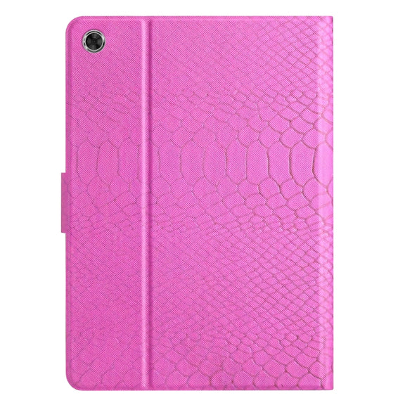 For Lenovo Tab M10 Plus Solid Color Crocodile Texture Leather Smart Tablet Case(Rose Red)