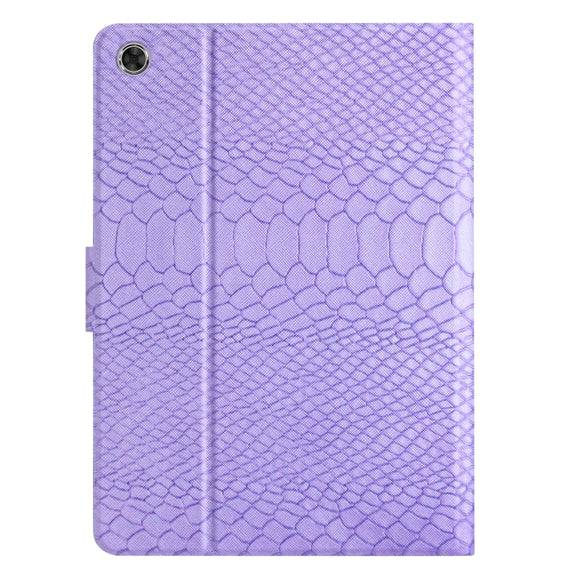 For Lenovo Tab M10 Plus Solid Color Crocodile Texture Leather Smart Tablet Case(Purple)