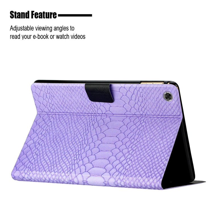 For Lenovo Tab M10 Plus Solid Color Crocodile Texture Leather Smart Tablet Case(Purple) - Lenovo by PMC TechLife | Online Shopping South Africa | PMC TechLife | Buy Now Pay Later Mobicred