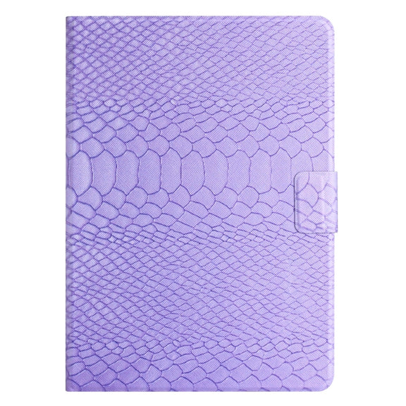 For Amazon Kindle Fire HD 10 2019/2017/2015 Solid Color Crocodile Texture Leather Smart Tablet Case(Purple)