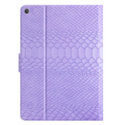 For Amazon Kindle Fire HD 10 2019/2017/2015 Solid Color Crocodile Texture Leather Smart Tablet Case(Purple)
