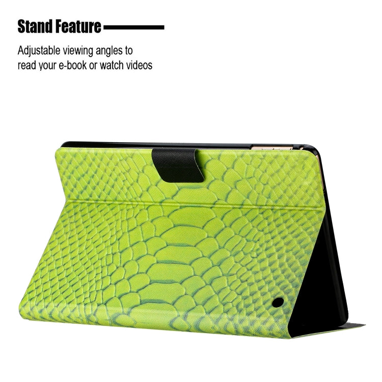 For Amazon Kindle Fire HD 10 2021 Solid Color Crocodile Texture Leather Smart Tablet Case(Green) - Amazon by PMC TechLife | Online Shopping South Africa | PMC TechLife | Buy Now Pay Later Mobicred