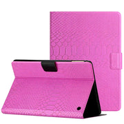 For Amazon Kindle Fire HD 10 2021 Solid Color Crocodile Texture Leather Smart Tablet Case(Rose Red)