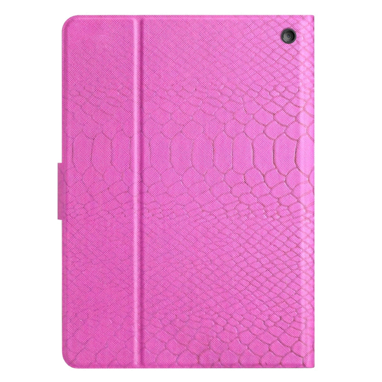 For Amazon Kindle Fire HD 10 2021 Solid Color Crocodile Texture Leather Smart Tablet Case(Rose Red)
