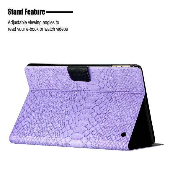 For Amazon Kindle Fire HD 10 2021 Solid Color Crocodile Texture Leather Smart Tablet Case(Purple)