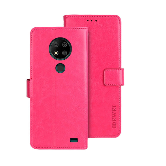 For Oukitel C19 Pro idewei Crazy Horse Texture Leather Phone Case(Rose Red)