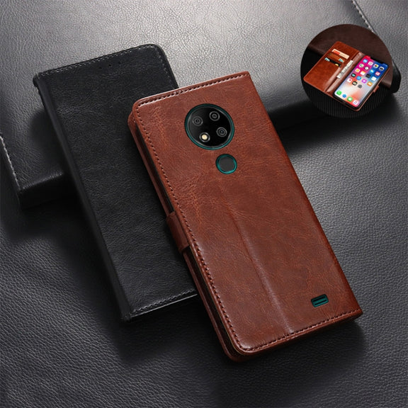 For Oukitel C19 Pro idewei Crazy Horse Texture Leather Phone Case(Red)