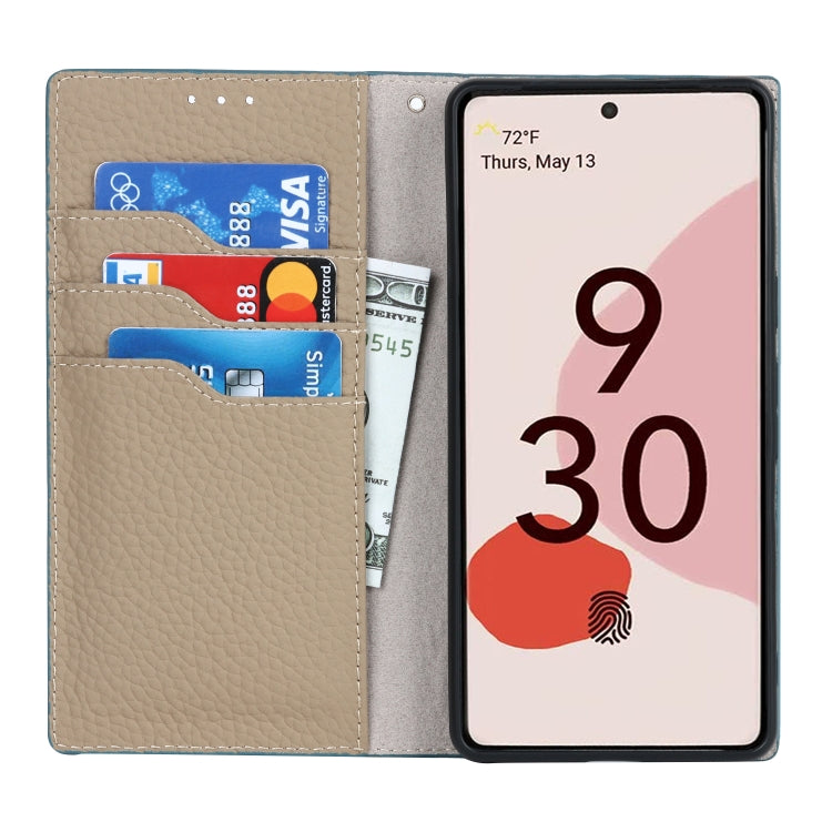 For Google Pixel 7 5G Litchi Texture Genuine Leather Phone Case(Sky Blue) - Google Cases by PMC TechLife | Online Shopping South Africa | PMC TechLife | Buy Now Pay Later Mobicred