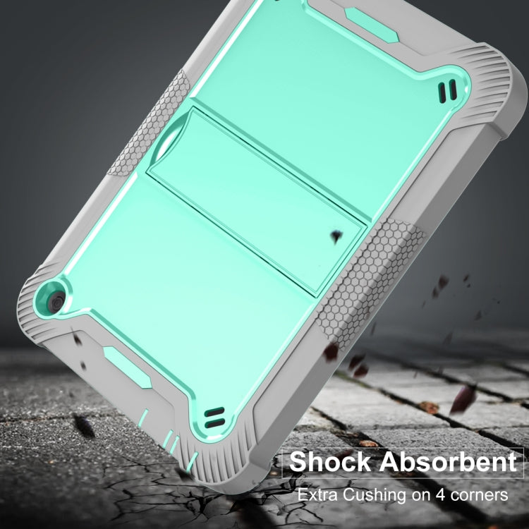 Silicone + PC Holder Shockproof Tablet Case For Amazon Kindle Fire HD 8 2022 / 2020 / HD 8 Plus 2020(Mint Green+Grey) - Amazon by PMC TechLife | Online Shopping South Africa | PMC TechLife | Buy Now Pay Later Mobicred