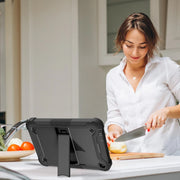 Silicone + PC Holder Shockproof Tablet Case For Amazon Kindle Fire HD 8 2022 / 2020 / HD 8 Plus 2020(Black)