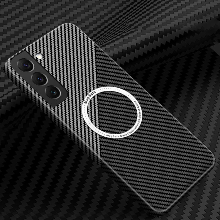 For Samsung Galaxy S23+ 5G Carbon Fiber Texture MagSafe Magnetic Phone Case(Black Silver) - Galaxy S23+ 5G Cases by PMC TechLife | Online Shopping South Africa | PMC TechLife