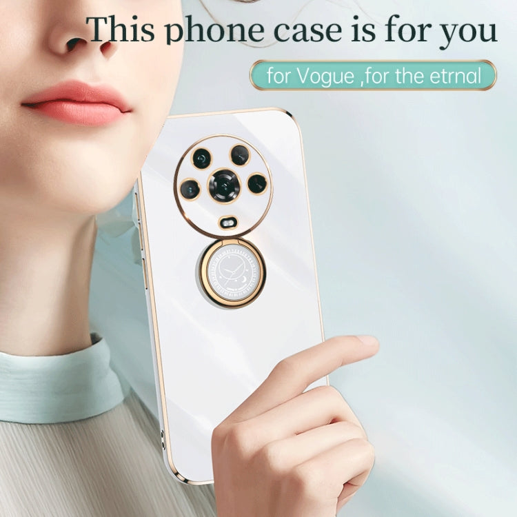 For Honor X8 5G XINLI Straight Edge 6D Electroplate TPU Phone Case with Ring Holder(Black) - Honor Cases by PMC TechLife | Online Shopping South Africa | PMC TechLife | Buy Now Pay Later Mobicred