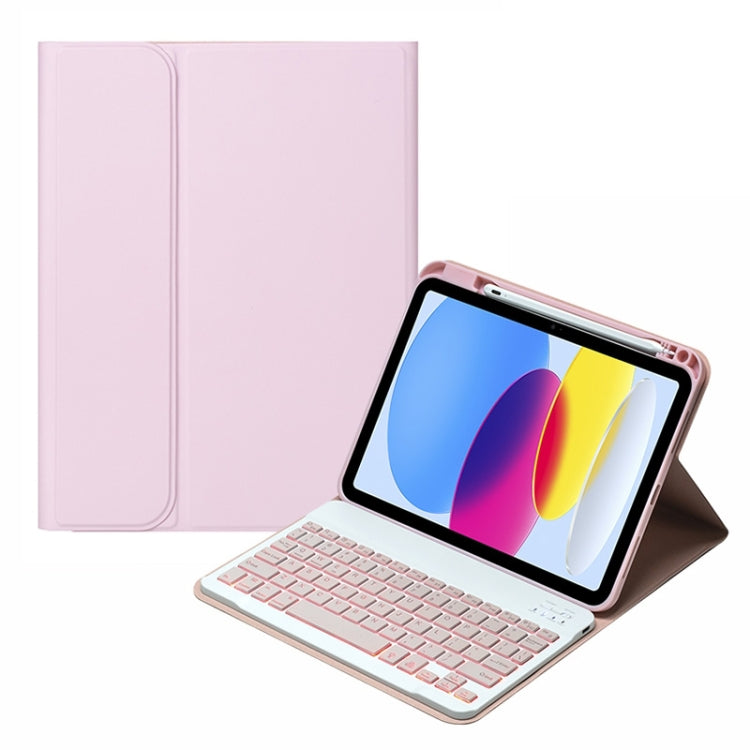 For iPad 10th Gen 10.9 2022 SA-10DS Backlight Bluetooth Keyboard Leather Tablet Case with Pen Slot(Pink) - Universal by PMC TechLife | Online Shopping South Africa | PMC TechLife | Buy Now Pay Later Mobicred