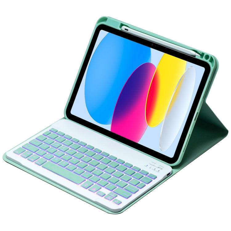 For iPad 10th Gen 10.9 2022 SA-10DS Backlight Bluetooth Keyboard Leather Tablet Case with Pen Slot(Light Green) - Universal by PMC TechLife | Online Shopping South Africa | PMC TechLife