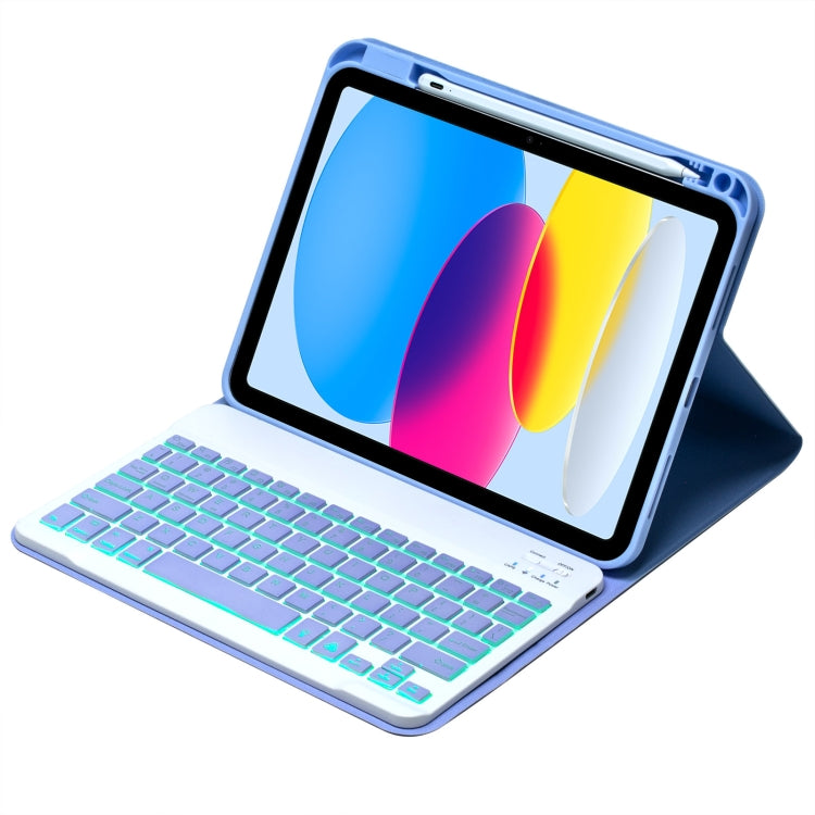 For iPad 10th Gen 10.9 2022 SA-10DS Backlight Bluetooth Keyboard Leather Tablet Case with Pen Slot(Light Purple) - Universal by PMC TechLife | Online Shopping South Africa | PMC TechLife | Buy Now Pay Later Mobicred