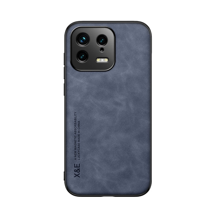 For Xiaomi 13 Skin Feel Magnetic Leather Back Phone Case(Blue) - 13 Cases by PMC TechLife | Online Shopping South Africa | PMC TechLife