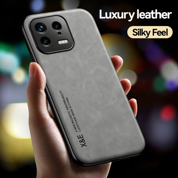 For Xiaomi 13 Skin Feel Magnetic Leather Back Phone Case(Dark Grey) - free shipping - PMC TechLife - Order now!