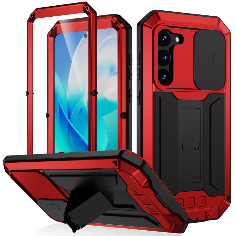 For Samsung Galaxy S23 5G R-JUST Sliding Camera Design Life Waterproof Dustproof Shockproof Phone Case(Red) - Galaxy S23 5G Cases by R-JUST | Online Shopping South Africa | PMC TechLife | Buy Now Pay Later Mobicred
