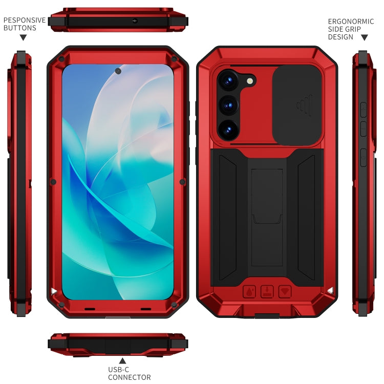 For Samsung Galaxy S23 5G R-JUST Sliding Camera Design Life Waterproof Dustproof Shockproof Phone Case(Red) - Galaxy S23 5G Cases by R-JUST | Online Shopping South Africa | PMC TechLife | Buy Now Pay Later Mobicred