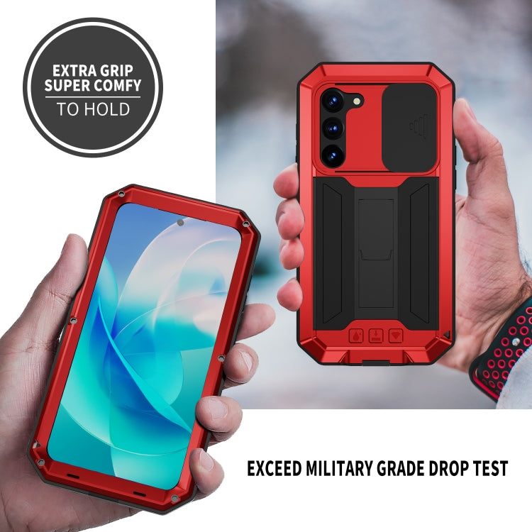 For Samsung Galaxy S23 5G R-JUST Sliding Camera Design Life Waterproof Dustproof Shockproof Phone Case(Red) - Galaxy S23 5G Cases by R-JUST | Online Shopping South Africa | PMC TechLife | Buy Now Pay Later Mobicred