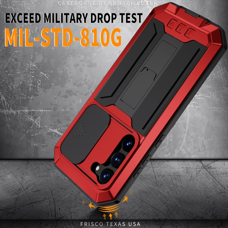 For Samsung Galaxy S23 5G R-JUST Sliding Camera Design Life Waterproof Dustproof Shockproof Phone Case(Red) - Galaxy S23 5G Cases by R-JUST | Online Shopping South Africa | PMC TechLife | Buy Now Pay Later Mobicred