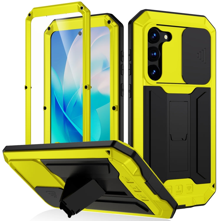 For Samsung Galaxy S23 5G R-JUST Sliding Camera Design Life Waterproof Dustproof Shockproof Phone Case(Yellow) - Galaxy S23 5G Cases by R-JUST | Online Shopping South Africa | PMC TechLife | Buy Now Pay Later Mobicred