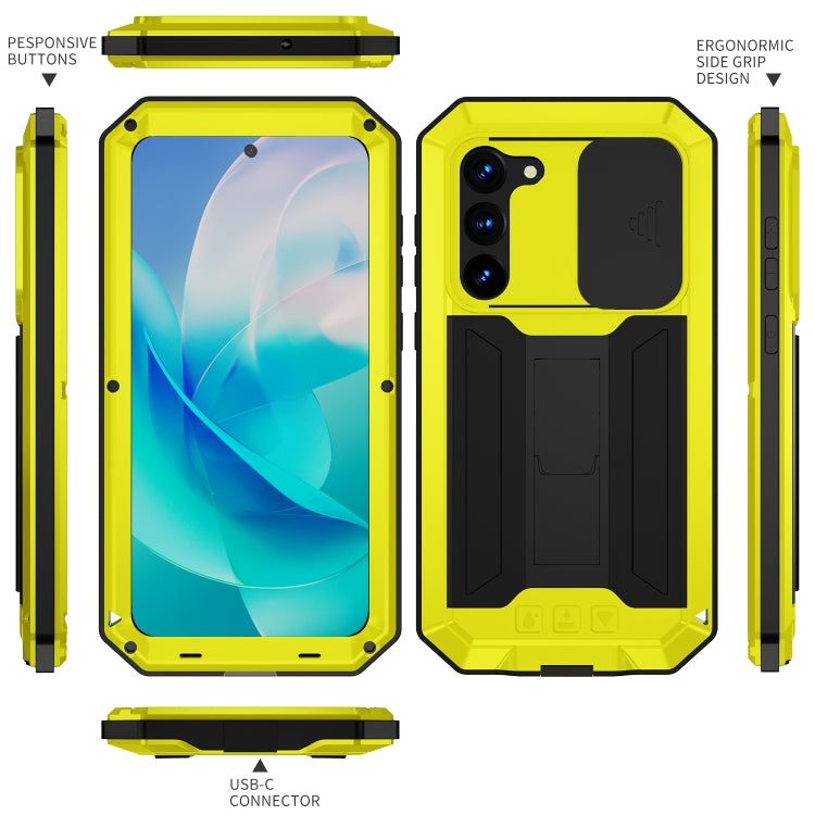 For Samsung Galaxy S23 5G R-JUST Sliding Camera Design Life Waterproof Dustproof Shockproof Phone Case(Yellow) - Galaxy S23 5G Cases by R-JUST | Online Shopping South Africa | PMC TechLife | Buy Now Pay Later Mobicred