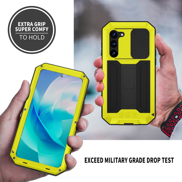 For Samsung Galaxy S23 5G R-JUST Sliding Camera Design Life Waterproof Dustproof Shockproof Phone Case(Yellow) - Galaxy S23 5G Cases by R-JUST | Online Shopping South Africa | PMC TechLife | Buy Now Pay Later Mobicred