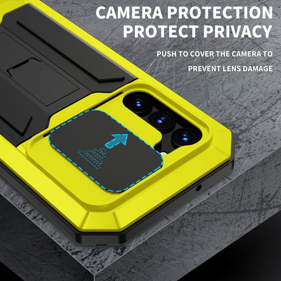 For Samsung Galaxy S23 5G R-JUST Sliding Camera Design Life Water-resistant Dustproof Shockproof Phone Case(Yellow)