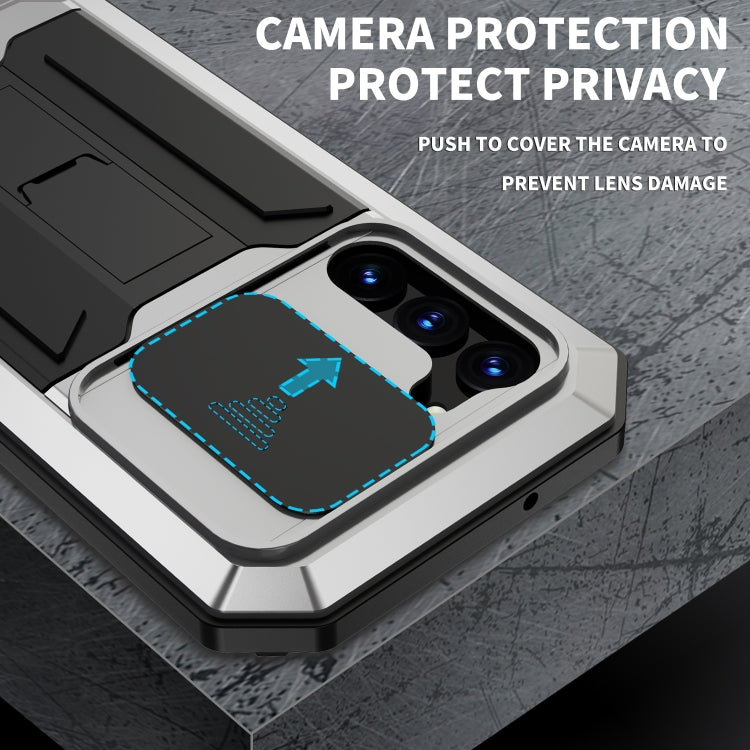 For Samsung Galaxy S23 5G R-JUST Sliding Camera Design Life Water-resistant Dustproof Shockproof Phone Case(Silver)