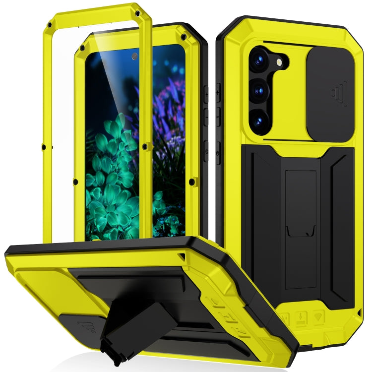 For Samsung Galaxy S23+ 5G R-JUST Sliding Camera Design Life Waterproof Dustproof Shockproof Phone Case(Yellow) - Galaxy S23+ 5G Cases by R-JUST | Online Shopping South Africa | PMC TechLife | Buy Now Pay Later Mobicred