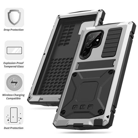 For Samsung Galaxy S23 Ultra 5G R-JUST Life Water-resistant Dustproof Shockproof Phone Case(Silver)