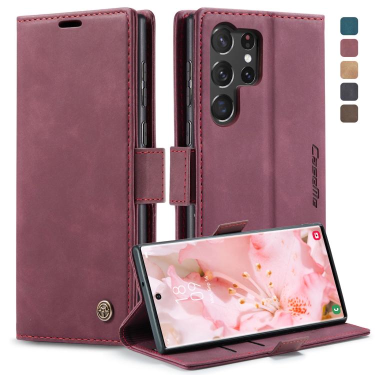 For Samsung Galaxy S23 Ultra 5G CaseMe 013 Multifunctional Horizontal Flip Leather Phone Case(Wine Red) - free shipping - PMC Jewellery - Order now!