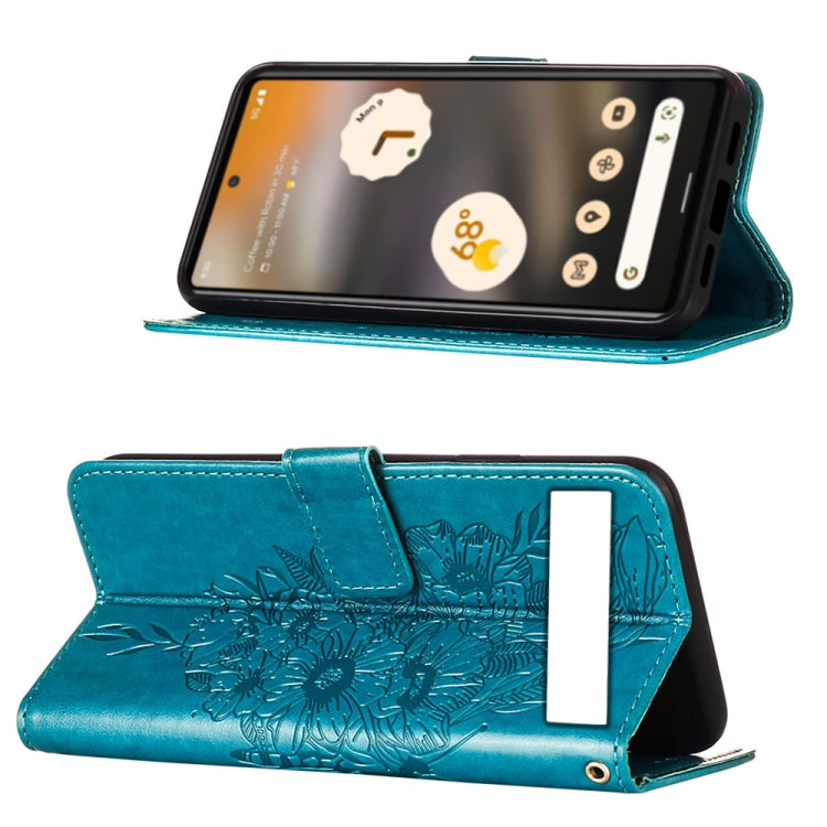 For Google Pixel 7a Embossed Butterfly Flip Leather Phone Case(Blue) - Google Cases by PMC TechLife | Online Shopping South Africa | PMC TechLife | Buy Now Pay Later Mobicred
