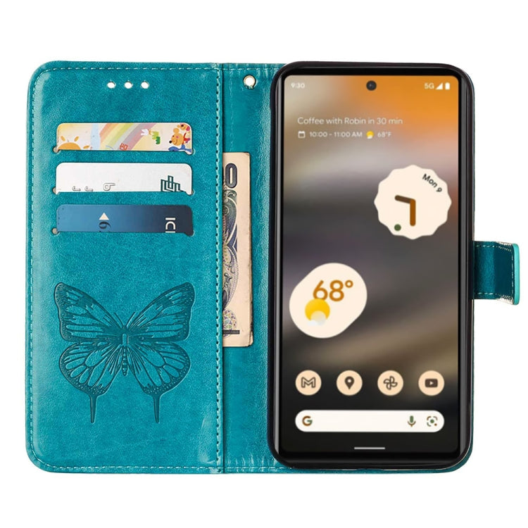 For Google Pixel 7a Embossed Butterfly Flip Leather Phone Case(Blue) - Google Cases by PMC TechLife | Online Shopping South Africa | PMC TechLife | Buy Now Pay Later Mobicred