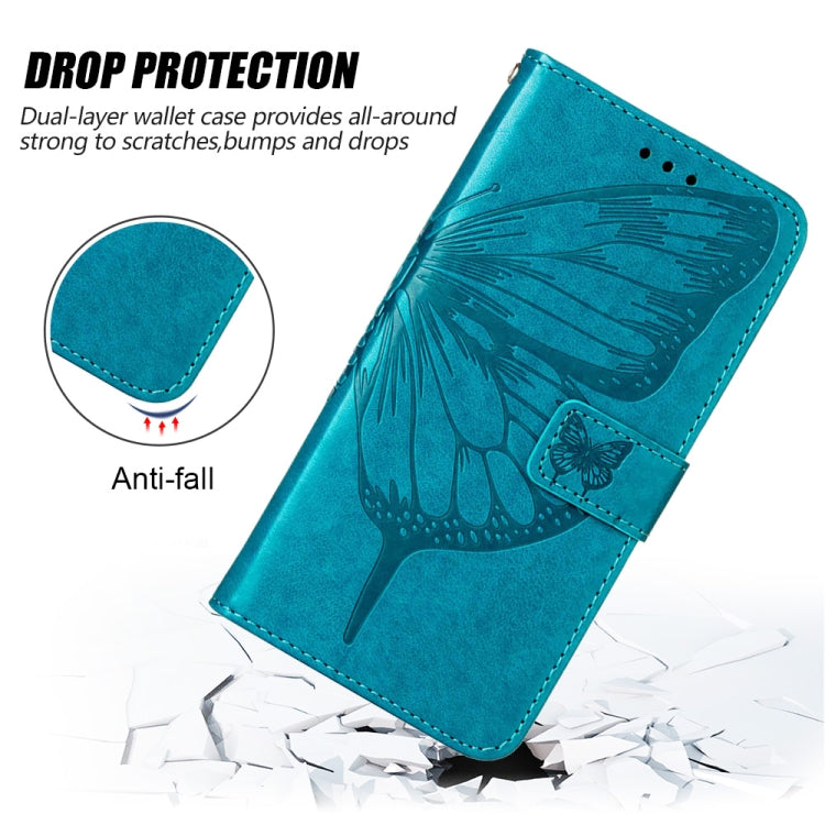 For Google Pixel 7a Embossed Butterfly Flip Leather Phone Case(Blue) - Google Cases by PMC TechLife | Online Shopping South Africa | PMC TechLife | Buy Now Pay Later Mobicred