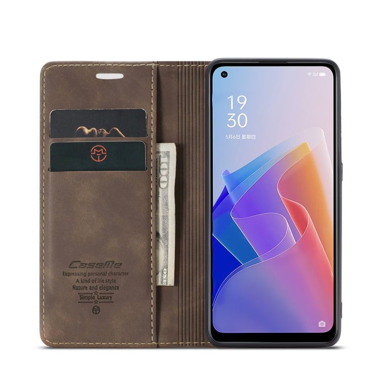 CaseMe 013 Multifunctional Horizontal Flip Leather Phone Case For OPPO Reno7 Z Global/Reno7 Lite Global/Reno8 Lite Global/F21 Pro 5G Global/Reno8 Z Global(Coffee)